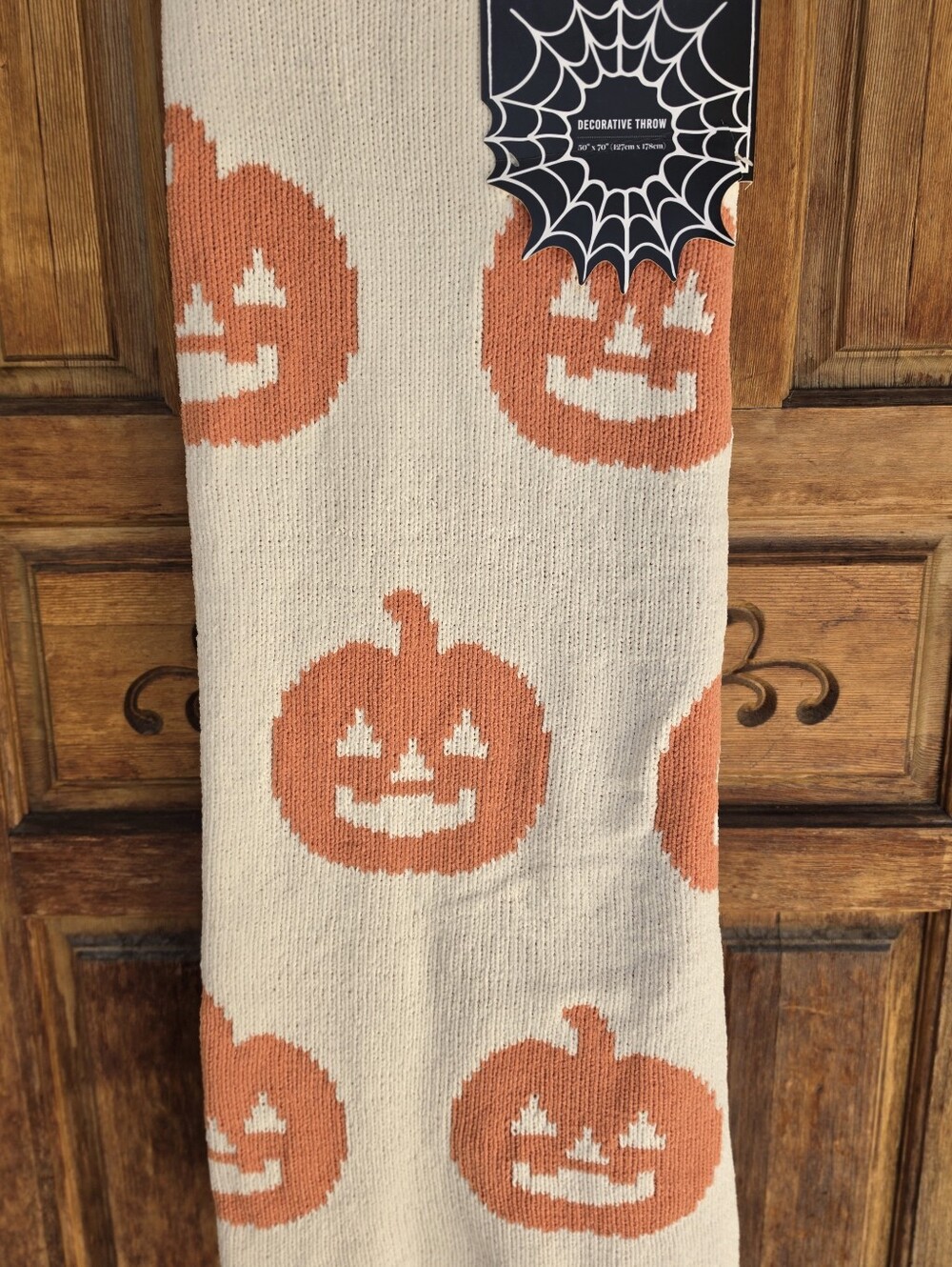 Martha Stewart Halloween Pumpkin Knit Throw Blanket Decorative 50 X 70 New